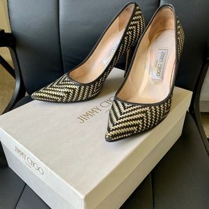 Jimmy Choo Abel black and gold pumps 38.5